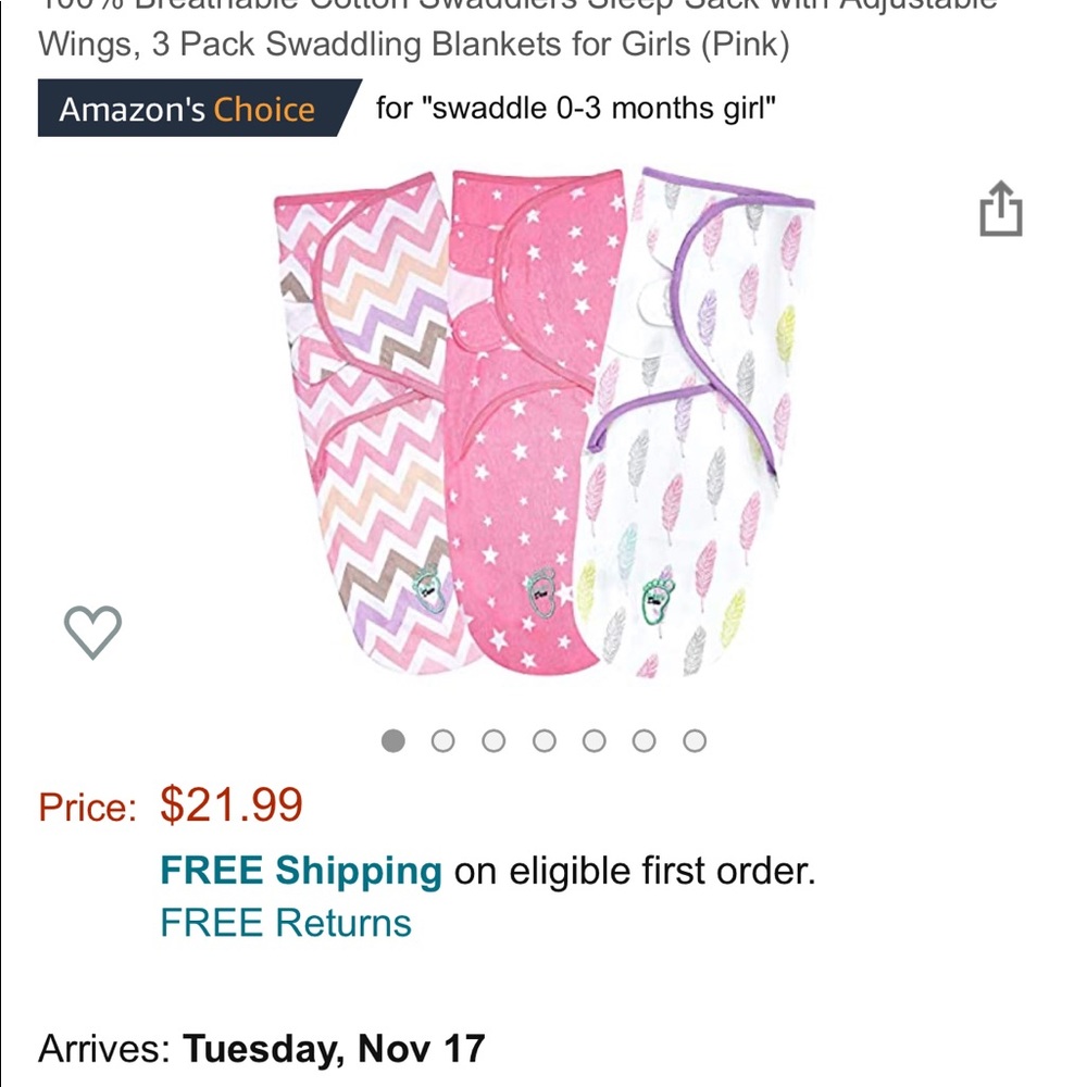 NEW!! Super cute! Baby girl swaddle wraps 3 pack!